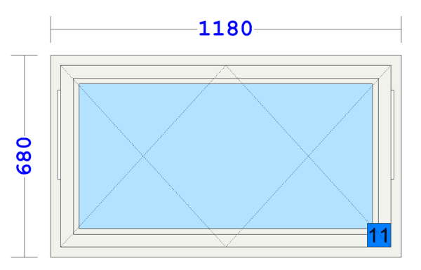 Plast vindeyga, stødd 1180x680mm. á goymslu.